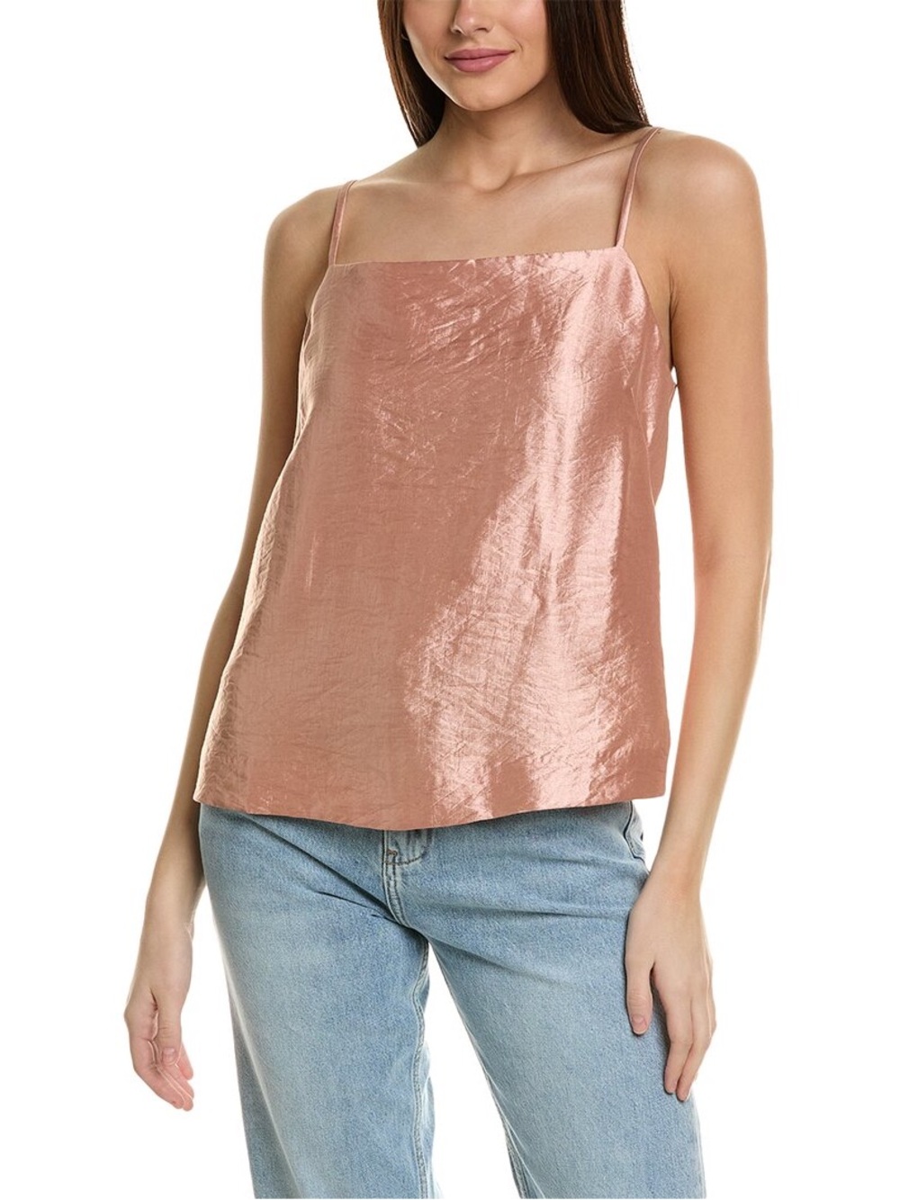 Biden viscose blend Square-Neck Cami Tank Top - Rose Gold